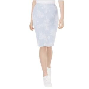 Material Girl Textured Jacquard Floral Pencil Midi Skirt Blue White Juniors XL